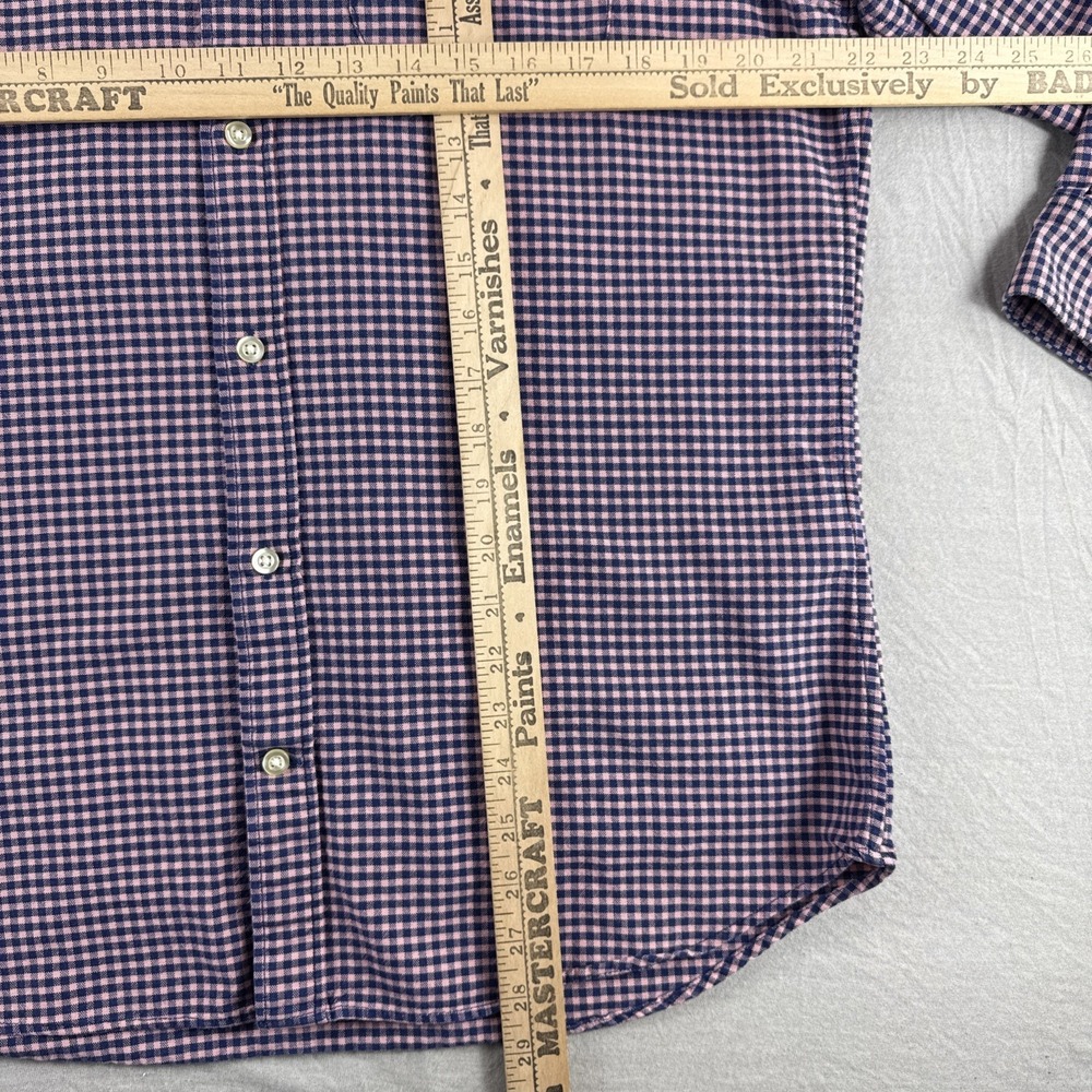 Gap Standard Fit Stretch Shirt Mens M Pink Blue Gingham Long Sleeve Button Up - Picture 3 of 6
